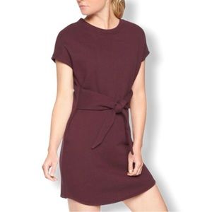 Athleta Embrace Aubergine Tie Sweatshirt Dress
